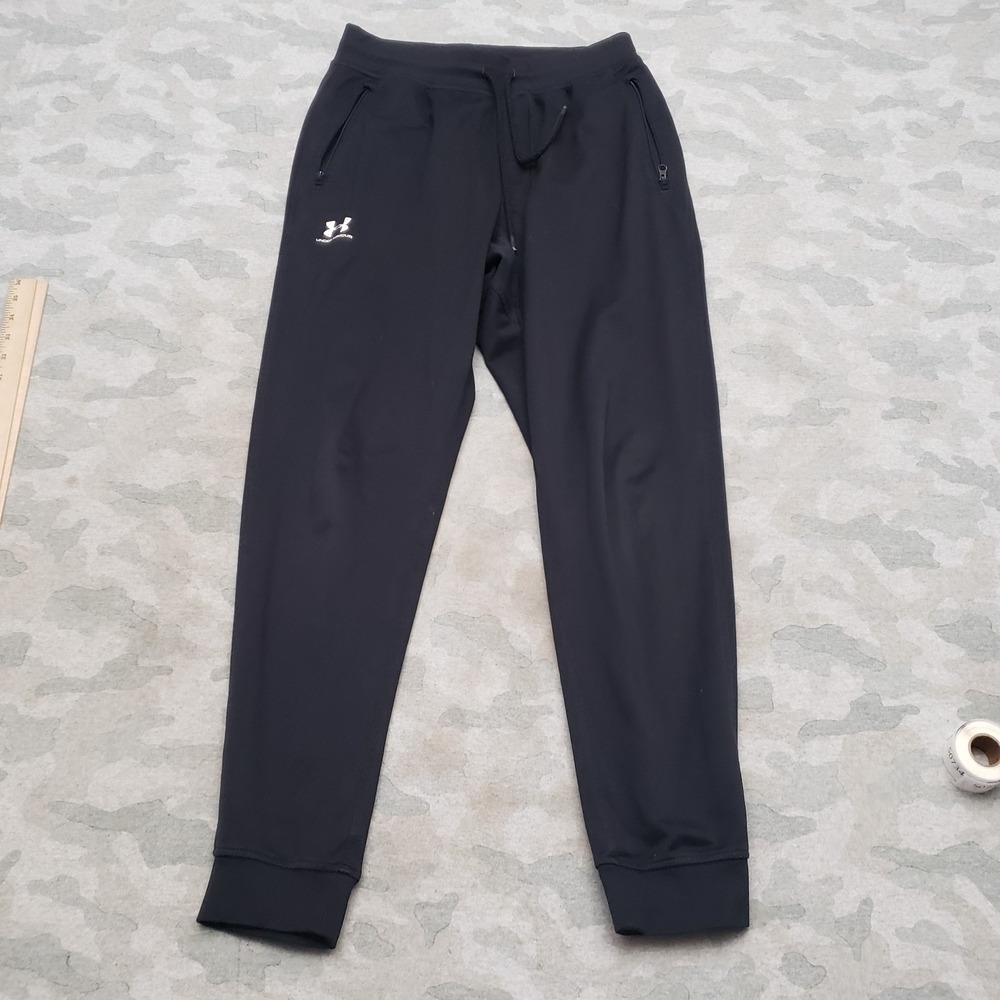 Under Armour Joggers Pants Mens Medium Black Loose Coldgear Drawstring Gym